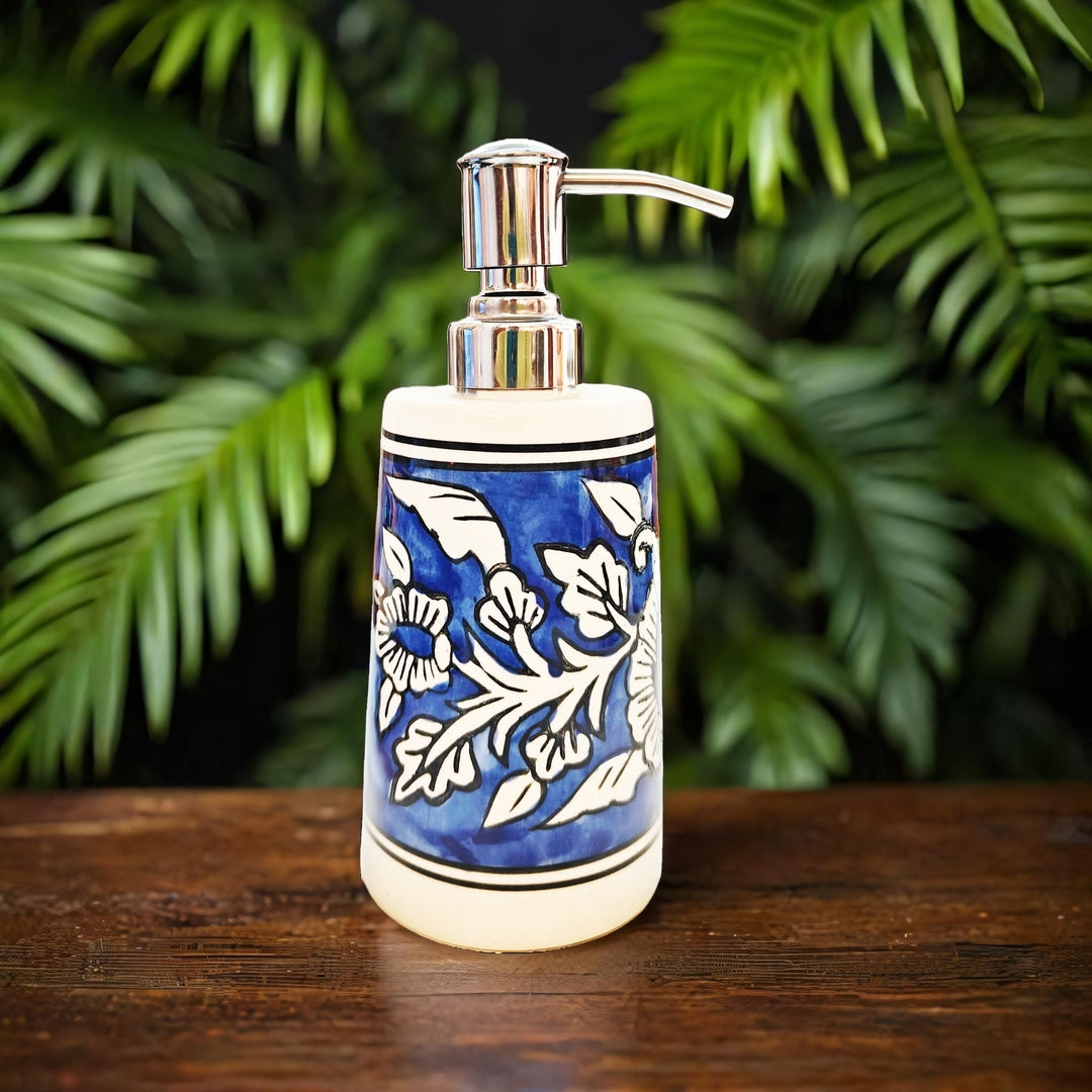 Liquid Soap Dispenser (Blue Floral Design)