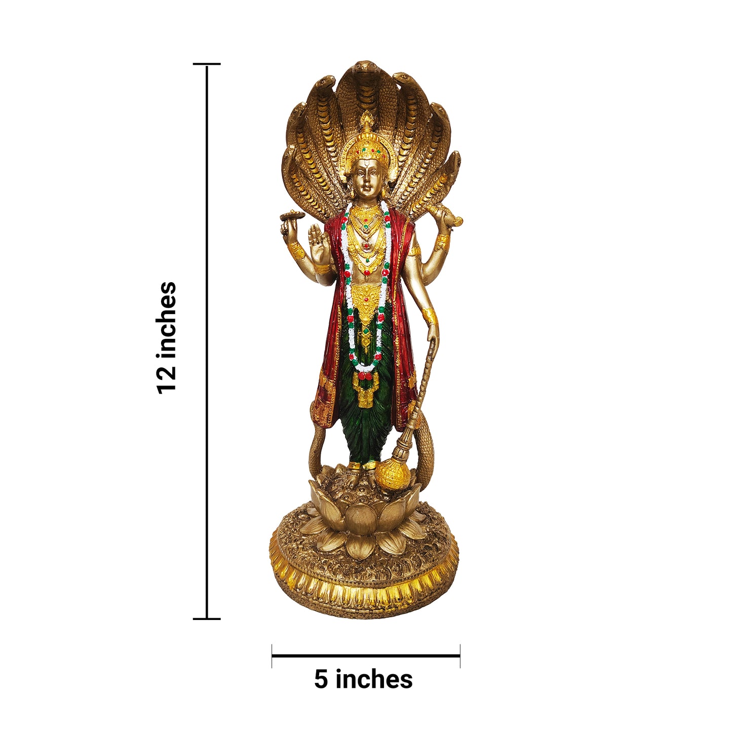 Venkatesh Narayan Vishnu Bhagwan Statue (Golden, 12 Inches)