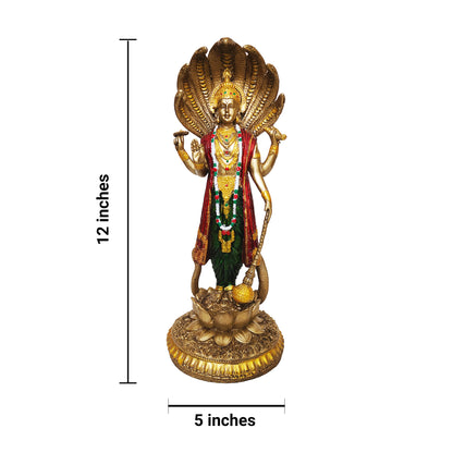 Venkatesh Narayan Vishnu Bhagwan Statue (Golden, 12 Inches)