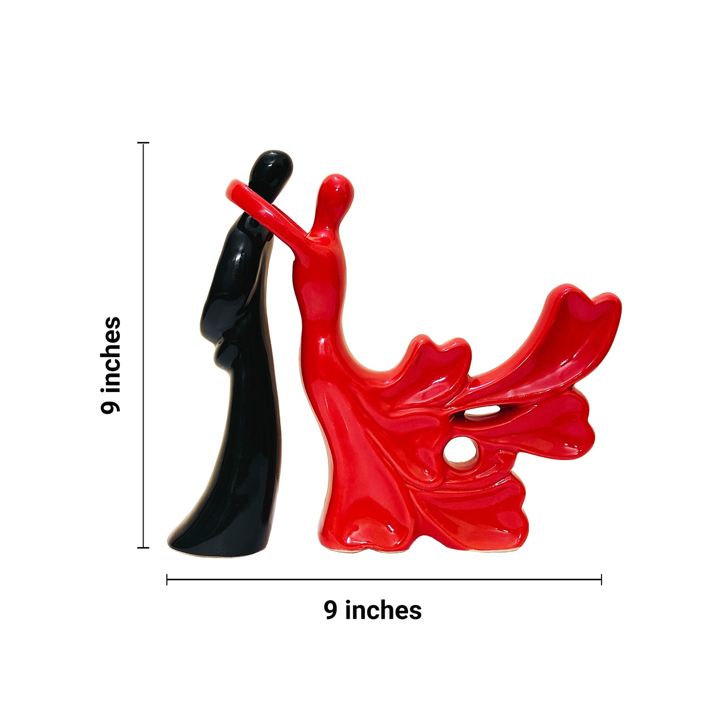 Hugging Lovers Couple Figurine, Set of 2, Red and Black