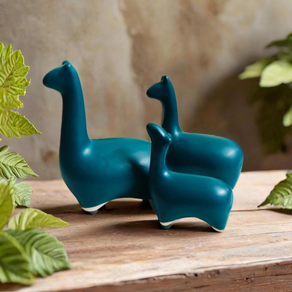 Dinosaur Family Figurines, Set of 3, Teal Green