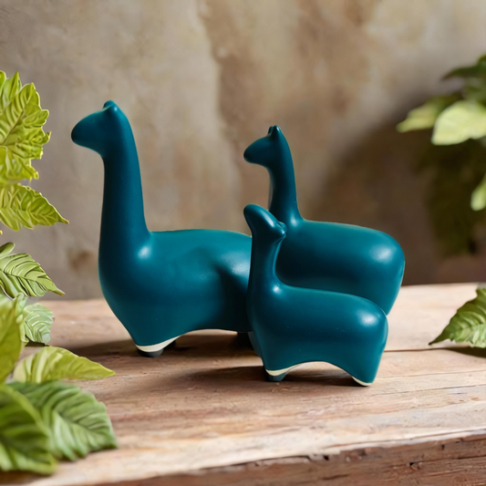 Dinosaur Family Figurines, Set of 3, Teal Green