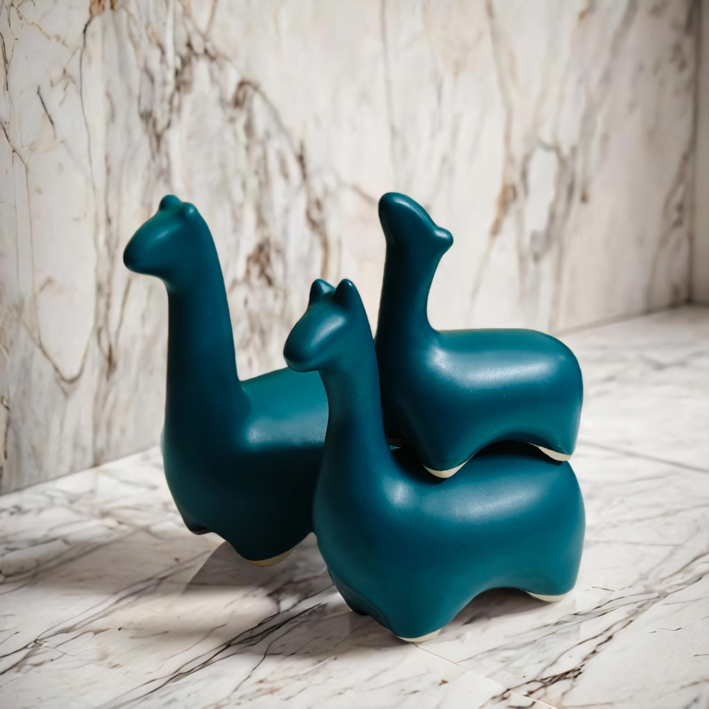 Dinosaur Family Figurines, Set of 3, Teal Green