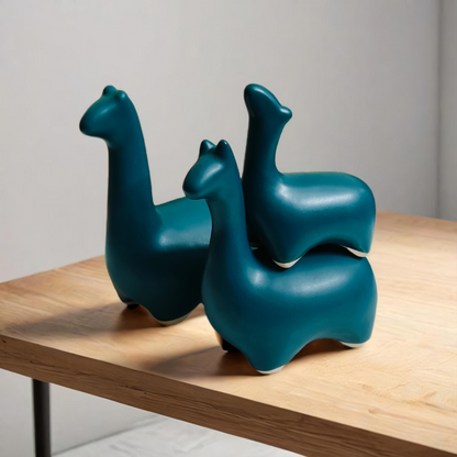 Dinosaur Family Figurines, Set of 3, Teal Green