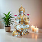 YASHONIDHI Lakshmi Devi Marble Dust Idol, White and Gold, 7 Inches
