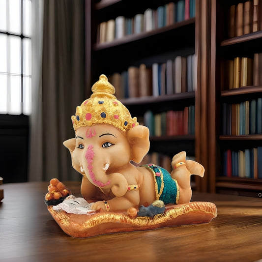 Lord Ganpati Reading Book, Studying Bal Ganesha Cute Statue