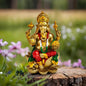 YASHONIDHI Lord Ganesha Idol, 7 Inches, Resin, Gold and Maroon, Ganapati Murti