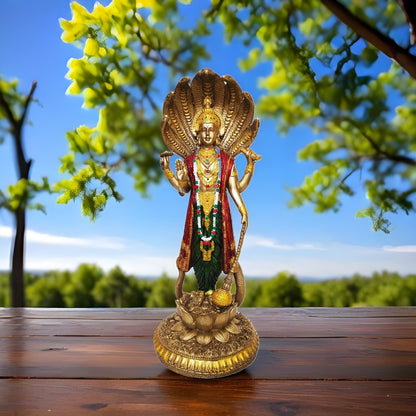 Venkatesh Narayan Vishnu Bhagwan Statue (Golden, 12 Inches)