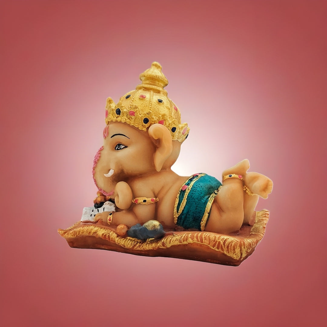 Lord Ganpati Reading Book, Studying Bal Ganesha Cute Statue