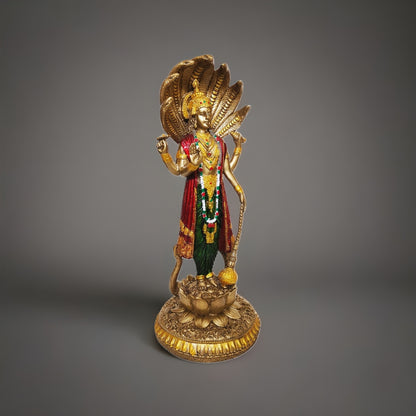 Venkatesh Narayan Vishnu Bhagwan Statue (Golden, 12 Inches)