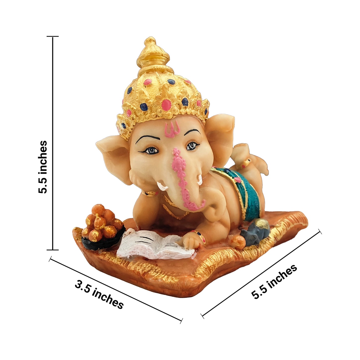 Lord Ganpati Reading Book, Studying Bal Ganesha Cute Statue